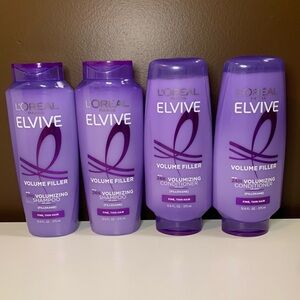L'Oreal Paris Elvive Volume Filler Shampoo + Conditioner, 4 pack, 12.6 oz- NEW